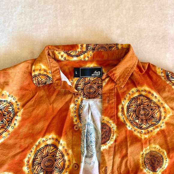 Y2K Orange Lost Tie-Dye Sun Button-Up Shirt - Picture 4 of 6